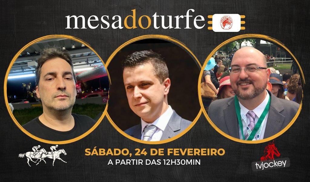 Neste sábado (24) tem Mesa do Turfe com Kelvin Turrin, Beto Romano e Ricardo Ravagnani a partir das 12h30min